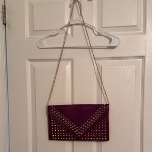 Studded Purple Clutch Bag